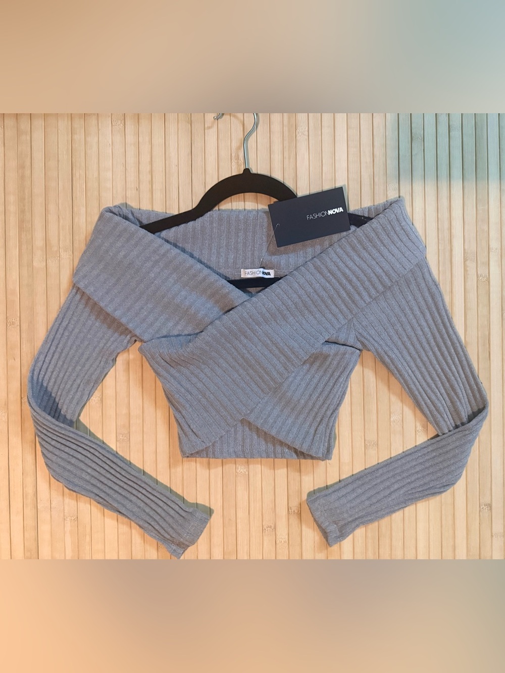 NWT Fashion Nova Cross My Way Top - Heather Grey - XS